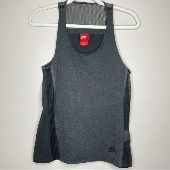 Nike Gray Black tank‎ top mesh workout activewear - Picture 1 of 7